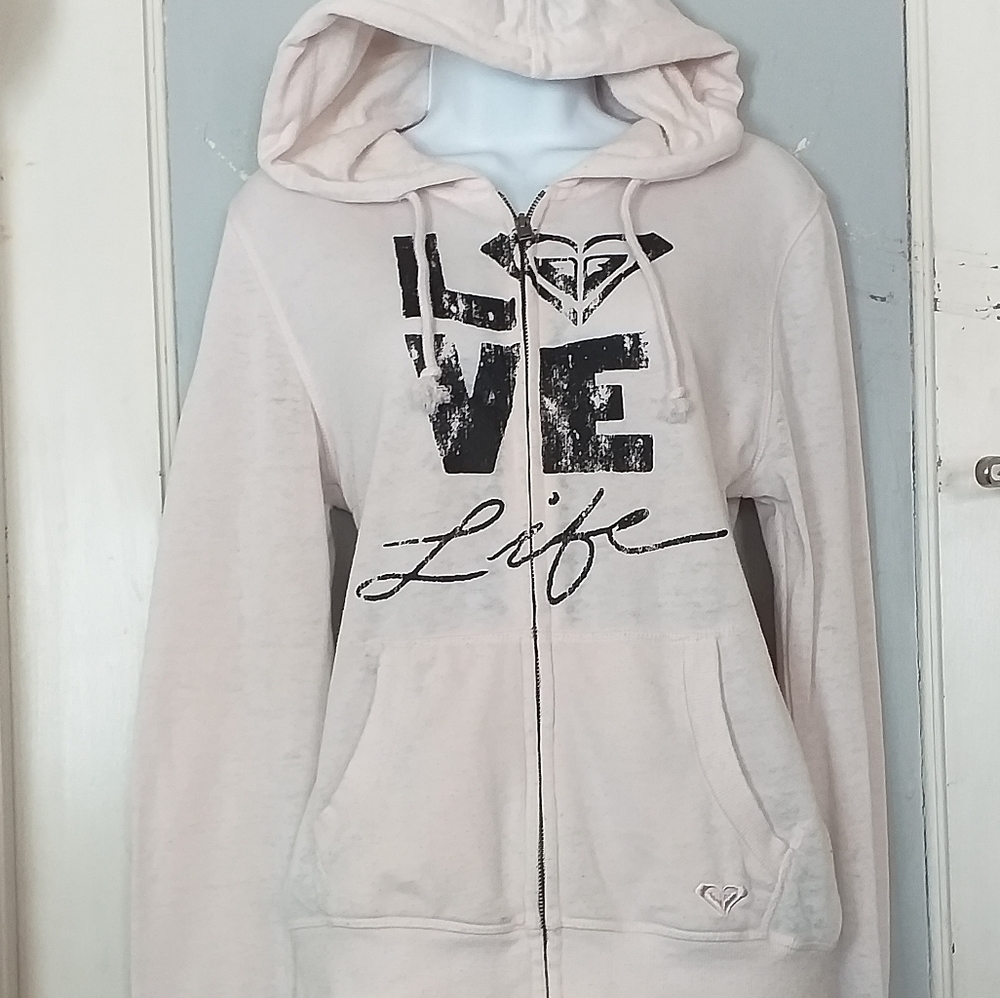 Roxy Love life hoodie pink & black sz L
